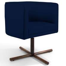 Poltrona Decorativa Giratória Base X Betina D02 Veludo Azul Oxford C-304 - Lyam Decor