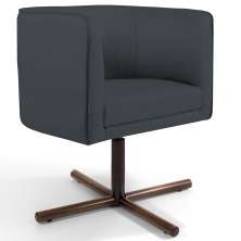 Poltrona Decorativa Giratória Base X Betina D02 Veludo Cinza C-317 - Lyam Decor