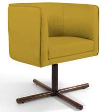 Poltrona Decorativa Giratória Base X Betina D02 Veludo Mostarda C-279 - Lyam Decor