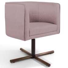 Poltrona Decorativa Giratória Base X Betina D02 Veludo Rosê C-305 - Lyam Decor