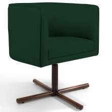 Poltrona Decorativa Giratória Base X Betina D02 Veludo Verde Musgo C-303 - Lyam Decor