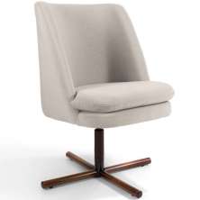 Poltrona Decorativa Giratória Base X Pérsia D02 Linho Bege C-107 - Lyam Decor