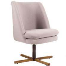 Poltrona Decorativa Giratória Base X Pérsia D02 Linho Bege C-107 - Lyam Decor