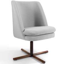 Poltrona Decorativa Giratória Base X Pérsia D02 Linho Cinza C-315 - Lyam Decor