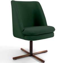 Poltrona Decorativa Giratória Base X Pérsia D02 Linho Verde C-117 - Lyam Decor