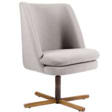 Poltrona Decorativa Giratória Base X Pérsia D02 Rústico Bege C-316 - Lyam Decor