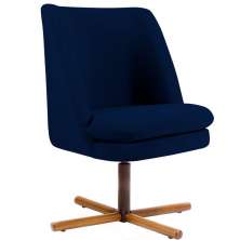 Poltrona Decorativa Giratória Base X Pérsia D02 Veludo Azul Marinho B-287 - Lyam Decor
