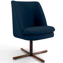 Poltrona Decorativa Giratória Base X Pérsia D02 Veludo Azul Oxford B-304  - Lyam Decor