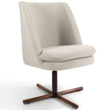 Poltrona Decorativa Giratória Base X Pérsia D02 Veludo Bege B-309  - Lyam Decor