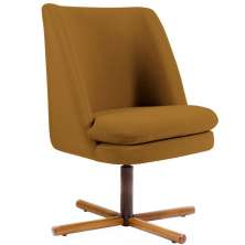 Poltrona Decorativa Giratória Base X Pérsia D02 Veludo Mostarda B-260 - Lyam Decor