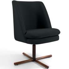 Poltrona Decorativa Giratória Base X Pérsia D02 Veludo Preto B-300  - Lyam Decor