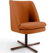 Poltrona Decorativa Giratória Base X Pérsia D02 Veludo Telha B-262  - Lyam Decor