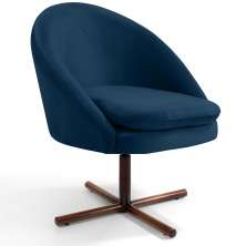 Poltrona Decorativa Giratória Base X Rafa D02 Veludo Azul Oxford C-304 - Lyam Decor