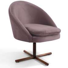 Poltrona Decorativa Giratória Base X Rafa D02 Veludo Rosê C-305 - Lyam Decor