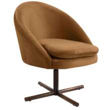 Poltrona Decorativa Giratória Base X Rafa D02 Veludo Telha C-262 - Lyam Decor