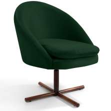 Poltrona Decorativa Giratória Base X Rafa D02 Veludo Verde C-303 - Lyam Decor