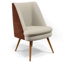 Poltrona Decorativa Pérsia Fixa Pés Palito D02 Linho Bege C-107 Corano Marrom B-38 - Lyam Decor