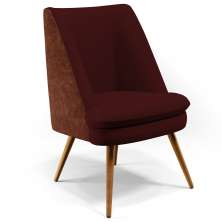 Poltrona Decorativa Pérsia Fixa Pés Palito D02 Veludo Marsala C-278 Corano Marrom B-38 - Lyam Decor