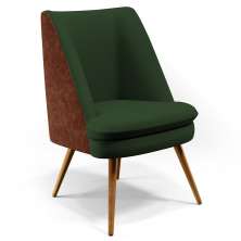 Poltrona Decorativa Pérsia Pés Palito D02 Linho Verde Musgo C-117 Corano Marrom B-38 - Lyam Decor