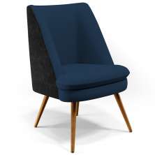 Poltrona Decorativa Pérsia Pés Palito D02 Veludo Azul Marinho C-304 Corano Preto B-97 - Lyam Decor