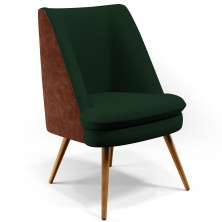 Poltrona Decorativa Pérsia Pés Palito D02 Veludo Verde Musgo C-303 Corano Marrom B-38 - Lyam Decor