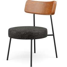 Poltrona Decorativa Para Sala De Estar Base Fixa Londres L02 Couríssimo Camel Linho Chumbo - Lyam