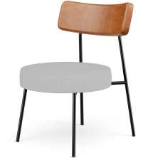 Poltrona Decorativa Para Sala De Estar Base Fixa Londres L02 Couríssimo Camel Linho Cinza - Lyam