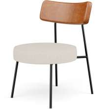 Poltrona Decorativa Para Sala De Estar Base Fixa Londres L02 Couríssimo Camel Linho Cru - Lyam