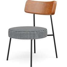 Poltrona Decorativa Para Sala De Estar Base Fixa Londres L02 Couríssimo Camel Pied Poule - Lyam