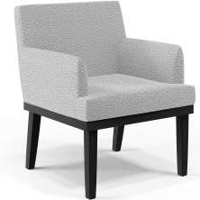 Poltrona Decorativa Para Sala De Estar Base Preto Beatriz W01 Bouclê Cinza - Lyam Decor