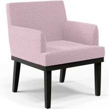 Poltrona Decorativa Para Sala De Estar Base Preto Beatriz W01 Bouclê Rosê - Lyam Decor