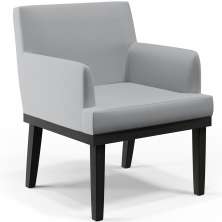 Poltrona Decorativa Para Sala De Estar Base Preto Beatriz W01 Linho Cinza - Lyam Decor