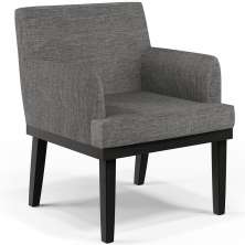 Poltrona Decorativa Para Sala De Estar Base Preto Beatriz W01 Linho Cinza Escuro - Lyam Decor