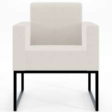 Poltrona Decorativa Para Sala De Estar E Recepção Base Fixa De Metal Helô L02 Linho Cru - Lyam Decor