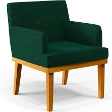 Poltrona Decorativa Para Sala De Estar E Recepção Base Mel Beatriz W01 Bouclê Verde - Lyam Decor