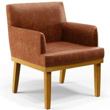 Poltrona Decorativa Para Sala De Estar E Recepção Beatriz W01 Couríssimo Camel - Lyam Decor