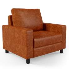 Poltrona Decorativa Para Sala De Estar E Recepção Malta L02 Couríssimo Camel - Lyam Decor