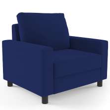 Poltrona Decorativa Para Sala De Estar E Recepção Malta L02 Suede Azul Marinho - Lyam Decor