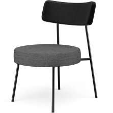 Poltrona Decorativa Para Sala De Estar Fixa Londres L02 Couríssimo Preto Linho Cinza Escuro - Lyam
