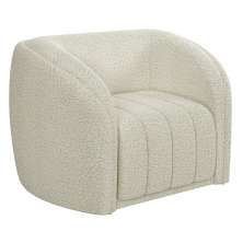 Poltrona Decorativa Para Sala De Estar Lazio M03 Bouclê Bege Claro - Lyam Decor