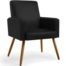 Poltrona Decorativa Para Sala De Estar Maria W01 Pés Palito Couríssimo Preto - Lyam Decor