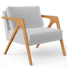 Poltrona Decorativa Para Sala De Estar Pietra Com Estrutura De Madeira L02 Linho Cinza - Lyam Decor