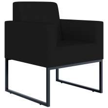 Poltrona Decorativa Para Sala De Estar Recepção Base Fixa De Metal Helô L02 Suede Preto - Lyam Decor