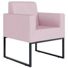 Poltrona Decorativa Para Sala De Estar Recepção Base Fixa De Metal Helô L02 Suede Rosê - Lyam Decor