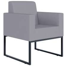 Poltrona Decorativa Para Sala De Estar Recepção Base Fixa De Metal Helô L02 Suede cinza - Lyam Decor