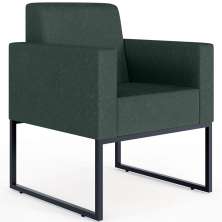 Poltrona Decorativa Para Sala E Recepção Base Fixa De Metal Helô L02 Linho Verde Musgo - Lyam Decor