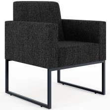 Poltrona Decorativa Para Sala Estar E Recepção Base Fixa De Metal Helô L02 Linho Chumbo - Lyam Decor