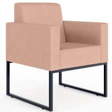 Poltrona Decorativa Para Sala Estar E Recepção Base Fixa De Metal Helô L02 Linho Rosê - Lyam Decor