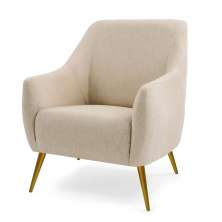 Poltrona Decorativa Para Sala Estar Paloma Pés Palito New Bronze D02 Linho Bege C-129 - Lyam Decor