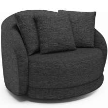 Poltrona Decorativa Para Sala de Estar Base Giratória Witta M03 Linho Chumbo - Lyam Decor